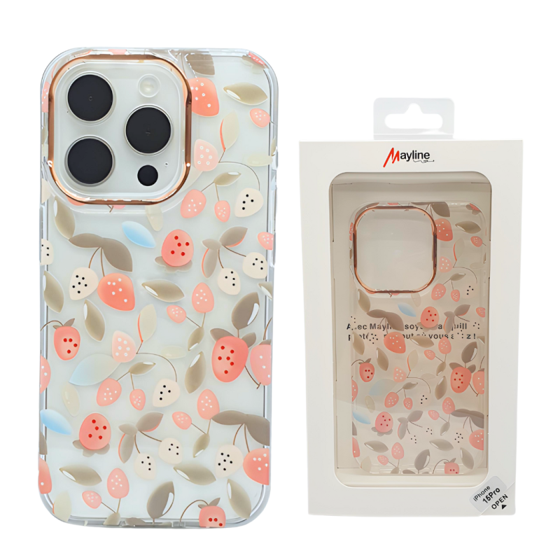 Coque de Protection Transparente avec Motifs Flower-03 pour iPhone - Saumon (Mayline) — Mayline · Smarty Paris 18e